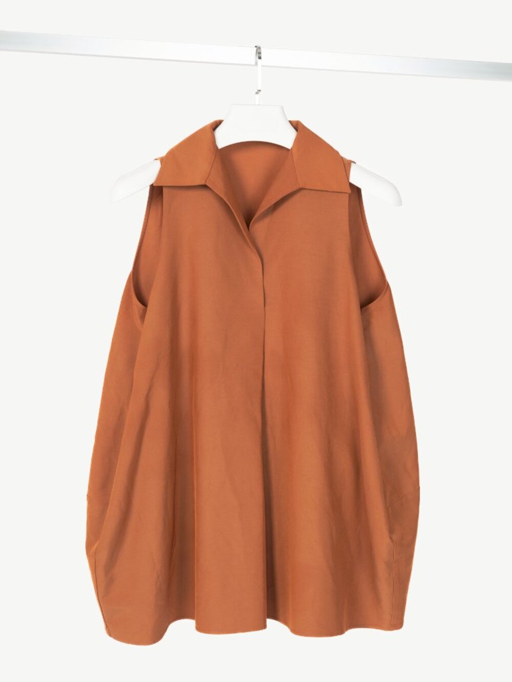 Co Rust Cotton-Blend Taffeta Collared Blouse